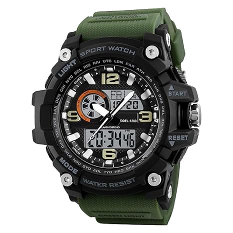 Skmei Analogue-Digital Military Green Strap Mens & Boys Watch - 1283