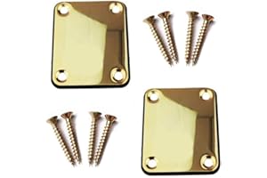 Jiayouy 2 Pack Guitar Neck Plate with Mounting Screws Metal Neckplate for Strat Tele Style Electric Guitar Replacement Gold