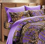 Microfiber 6 Piece Purple Camo Rustic Bed Sheet Set & Pillowcases (King, Purple)