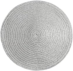 SHACOS Silver Glitter Round Braided Placemats Set