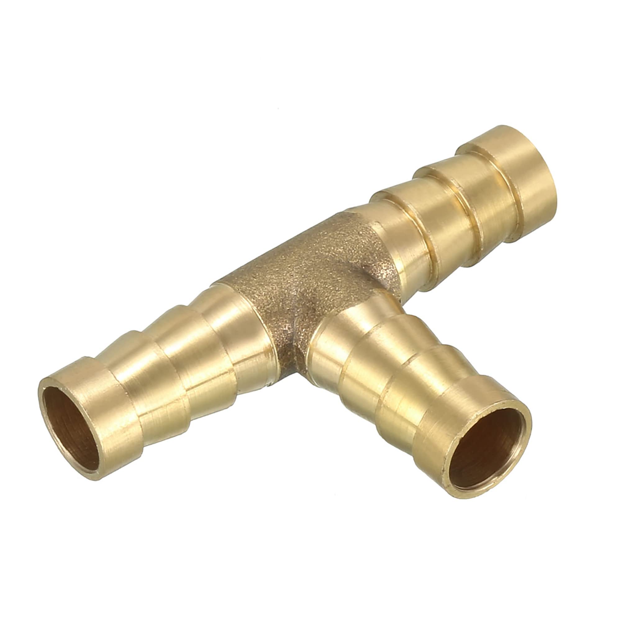 sourcing map 3/8" 10mm Brass Barb Hose Fitting Tee T 3 Way Barbed Pipe Connector