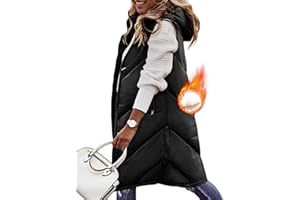 Jyanl Womens Long Puffer Vest Sleeveless Hooded Vest Coat Full Zip Jacket Coat Winter Coat Quilted Jacket Outdoor Jacket