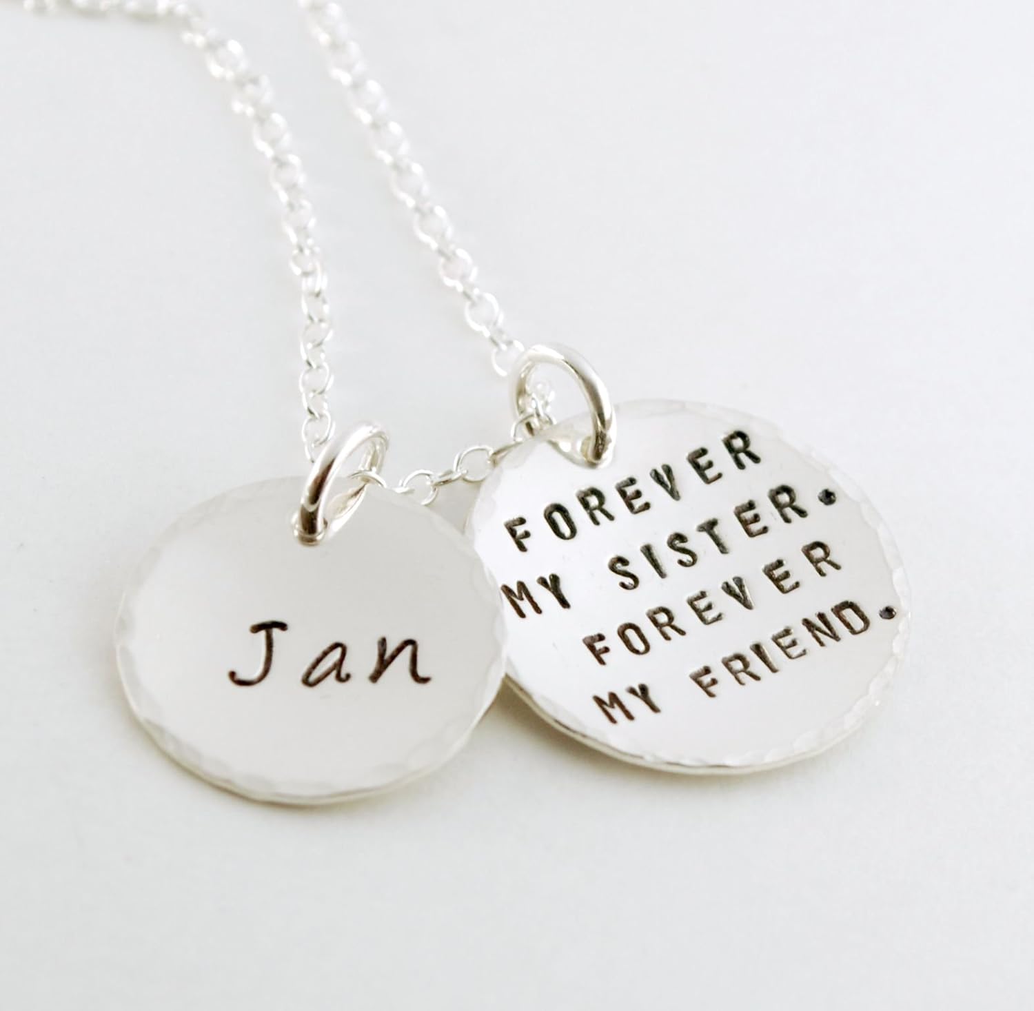 Hand Stamped Sterling Silver Sister Necklace