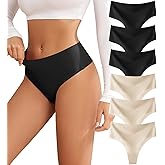 oshkang Thongs for Womens High Waisted Seamless for Women Underwear Sexy Breathable Panties 6 Pack