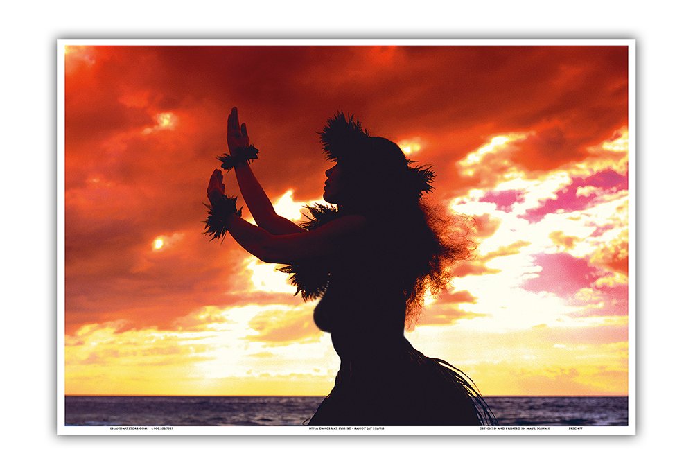 Pacifica Island Art Hula Dancer at Sunset - Original Color Photograph by Randy Jay Braun - Hawaiian Master Art Print - 13 x 19in