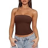 REORIA Women's Strapless Tube Top Double Lined & Non-Slip Y2K Backless Crop Tops for Summer Going Out