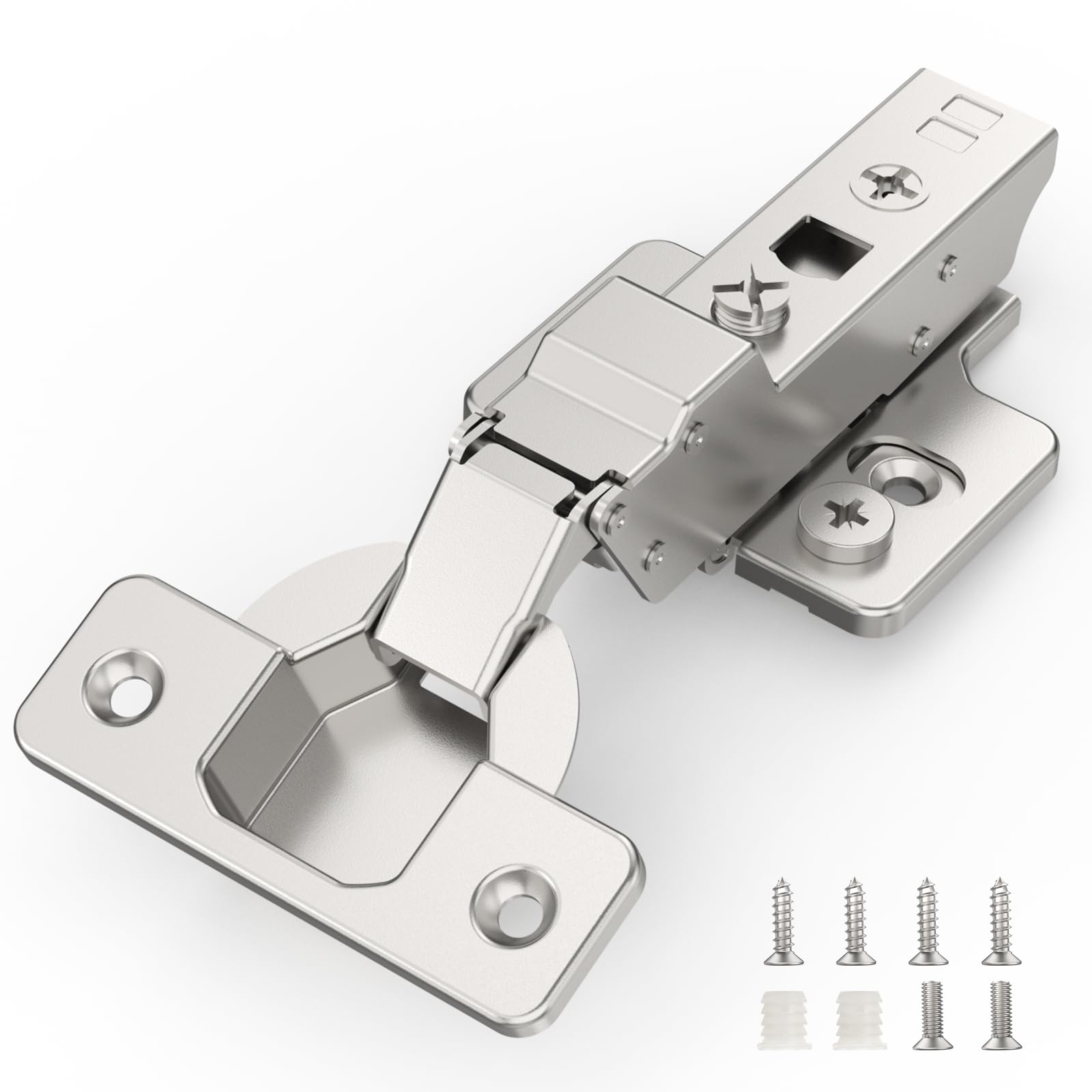 Photo 1 of Chibery 20 Pack 120° HALF Overlay Frameless Soft Close Cabinet Hinge, Euro Concealed, 45mm, Easy Mounting Base, 3D Adjustable Clip-On Plate, Slow Shut, Crash prevention Cupboard Heavy Door Replacement
