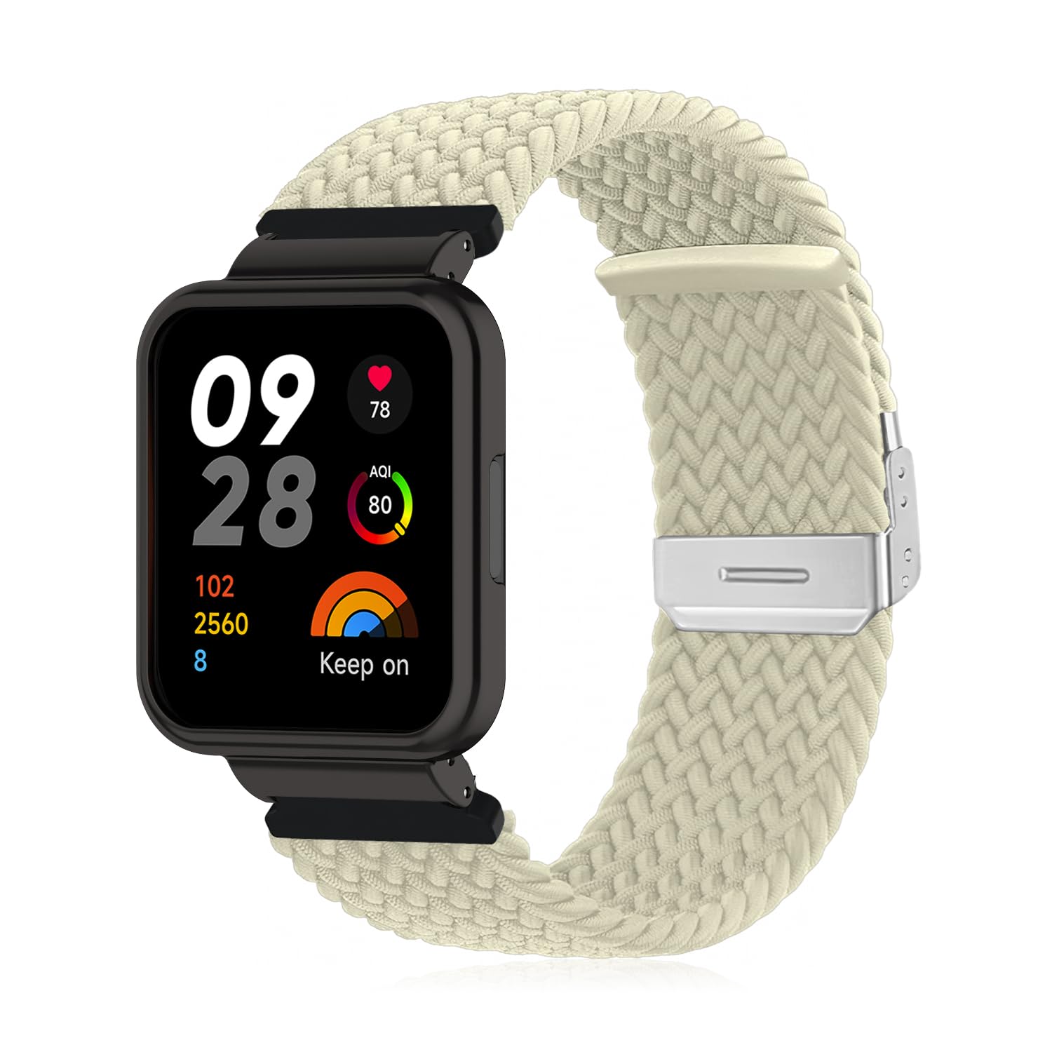 Niboow Strap Compatible with Xiaomi Redmi Watch 3, Women Men Children Elastic Nylon Breathable Braided Watch Bands for Xiaomi Redmi Watch 3 (Apricot)