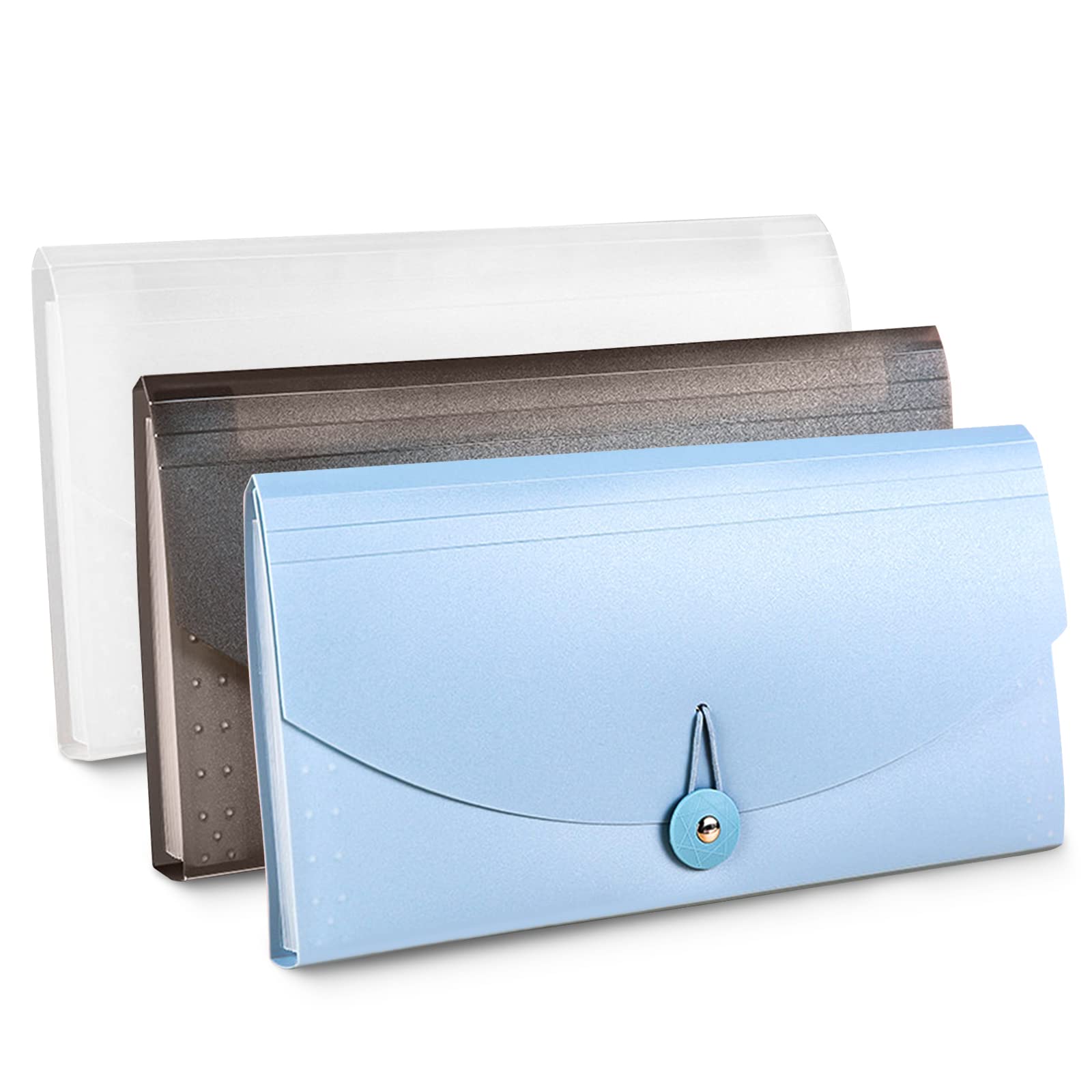 3 Pack Expanding File Folder, 13 Pockets Portable Accordion Folder, Document Organiser, Plastic Wallets Receipt Organiser for Bills Cards Coupons Tax Item Expanding Ticket Folders