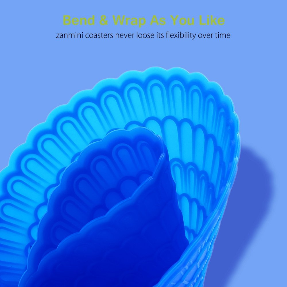 Zanmini Silicone Coasters Set, Floral Design Silicone Glass Coasters, 6pcs/Set, 4\