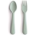 mushie Flatware Fork and Spoon Set for Kids | Made in Denmark (Sage)