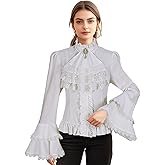 Victorian Blouse Womens Gothic Shirt Vintage Long Sleeve Lotus Ruffle Tops