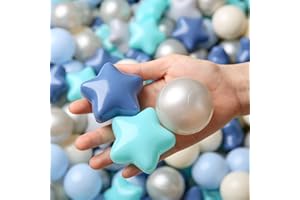 TRENDPLAY Ball Pit Balls 100 200 Mix Star Balls for Toddlers- Bulk Pack Different Shapes Balls for Ball Pit Playrooms Indoor Outdoor, Non Toxic Plastic Ball Pit Balls BPA Free for Babies Kids