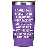 Birthday Gifts for Women Men - I Came I Saw I Forgot Tumbler 20oz Purple Gag Gifts Funny Adult Grandpa for Him Drinking Cups for Elderly Senior Citizen Tumbler I Came I Saw I Forgot Coffee Mug