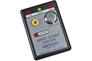 DESCO - ASK-29963 19240 Wrist Strap Tester 9VDC Power Supply, 800 Kilohms-10 Megohms Resistance Range, for Use with Single Wire Wrist Straps