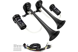 FARBIN Dual Trumpet Air Horn, Train Horn for Truck with 2 Air Compressors 12V 178dB, for Any 12V Pickups SUV Lorrys Trucks Boats (Black)