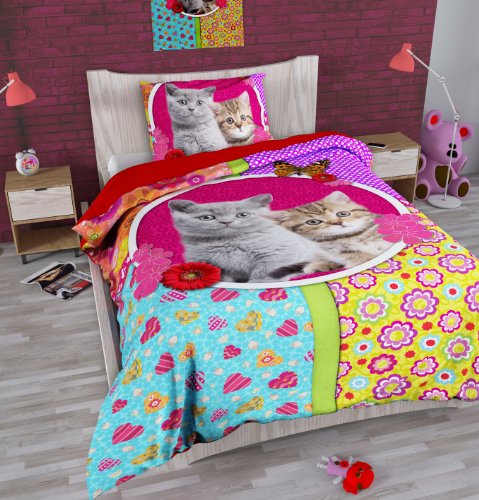 Dreamhouse Bedding Duvet Cover Set Suus en Lelyla - 140x200/220 - Multi + With 1 Pillowcase 60x70