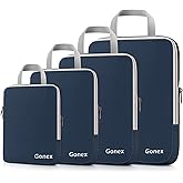 Gonex Compression Packing Cubes, 4pcs Expandable Storage Travel Luggage Bags Organizers (Purplish Blue)