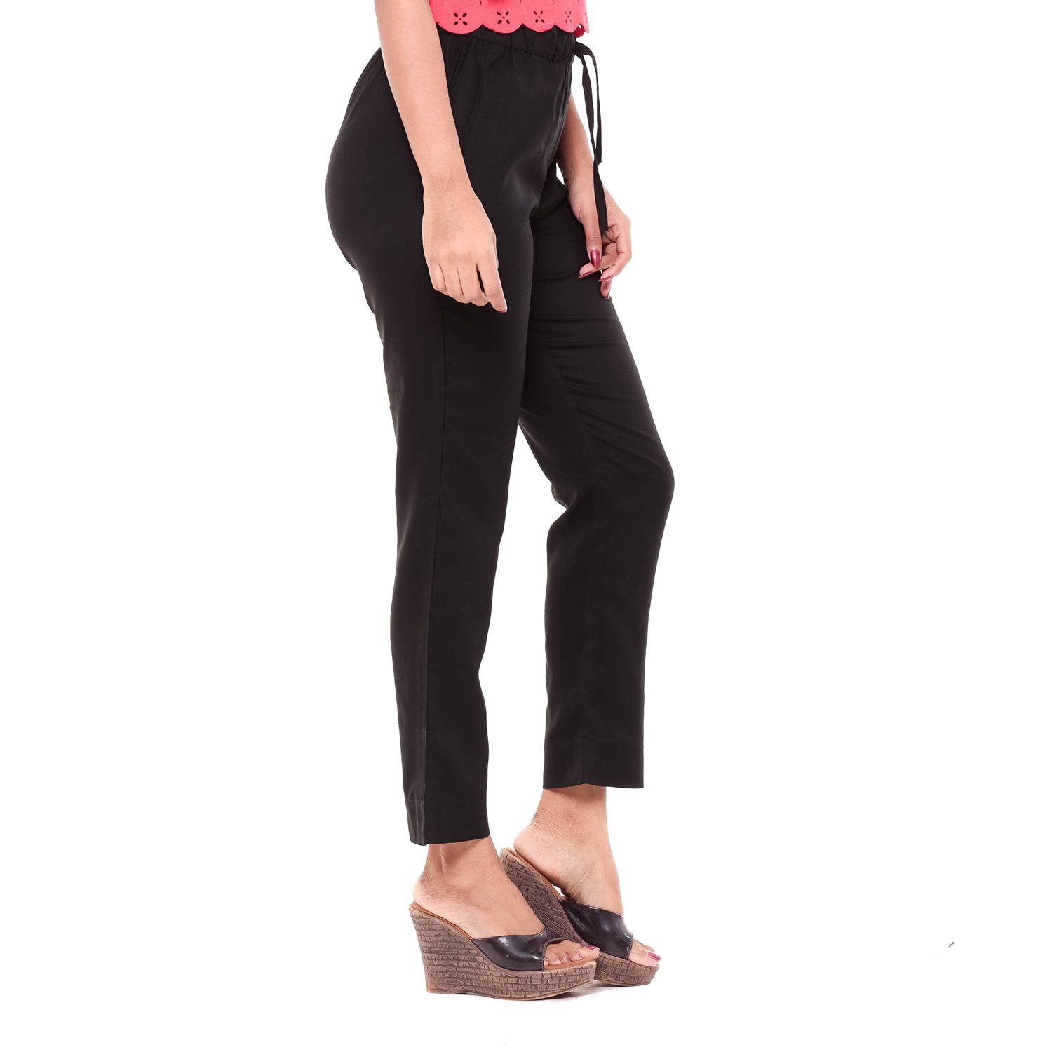 easy 2 wear womens black ankle length pants