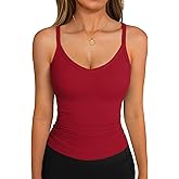 GKBK Tank Tops for Women Spaghetti Strap Ribbed Camisole Tops 2026 Slim Fitted V-Neck Soft Basic Layering Shirts