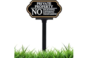 DXSIGN Private Property No Trespassing Sign with Stake, No Soliciting Sign for House 5x10 inch/35 inch High, for Front Door/Lawns/Gardens and Business