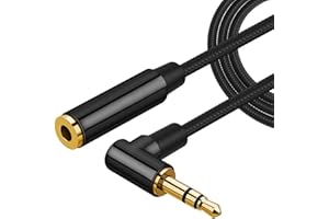3.5mm Headphone Extension Cable 3FT/0.9M, Right Angle Male to Female Audio Stereo Cable for iPhones, iPad, Beats, PS4 Headset