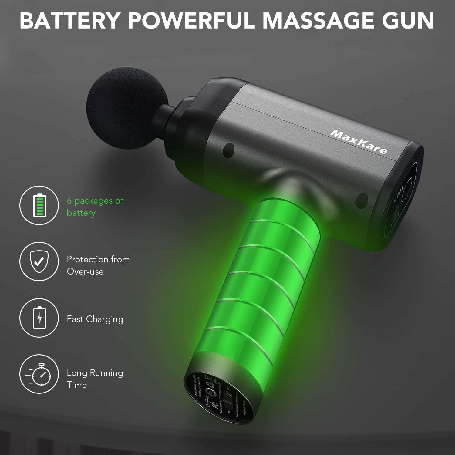 MaxKare Massage Gun with Percussion Massage for Athletes Deep Tissue Muscle Massager with 6 Interchangeable Heads and 5 Speeds Quietly Helps Relieve Sore Muscles and Stiffness: Health & Personal Care