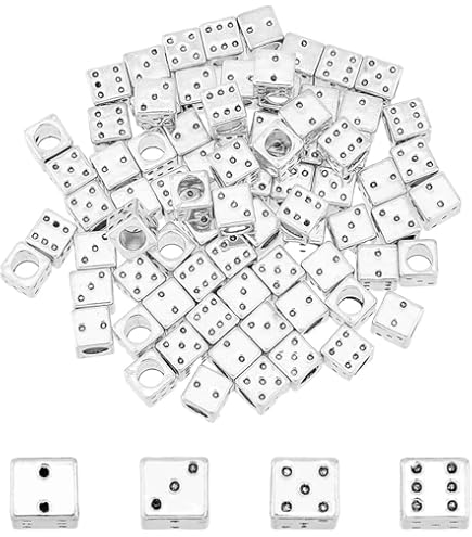 Pack 10 Cuentas De Plástico Con Diseño De Dado Y Ojo - Para Hacer Pulseras, Collares Y Manualidades DIY