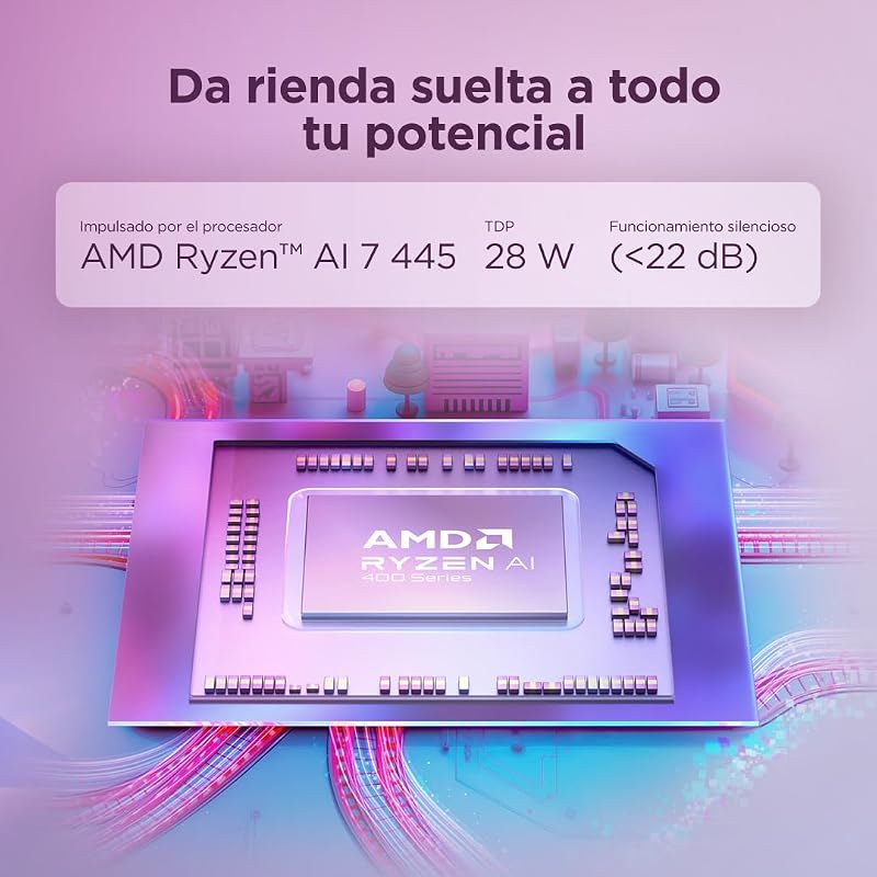 Yoga Slim 7 Gen 11 – Ordenador Portátil IA 14'' OLED (AMD Ryzen AI 7 445, 32GB RAM, 1TB SSD, USB-C, Windows11 Home, Copilot+ PC) QWERTY Español, Tidal Teal