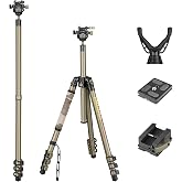 Shooting Tripod for Rifle and Camera | Rifle &amp; Camera Compatible | 360&deg; Bowl Head | 61.5" Adjustable Height | Lightweight Outdoor Tripod | 11 lbs Load Capacity