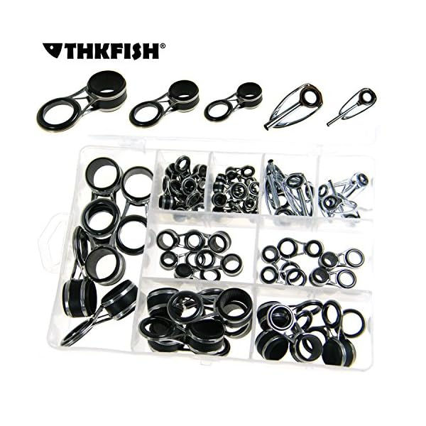 THKFISH-Freshwater-Saltwater-Suf-casting-Black-Silver-Tarnish-Fishing-Rod-Parts-Tip-Tops-Black-Stainless-Repair-Guides-DIY-Set-Kits