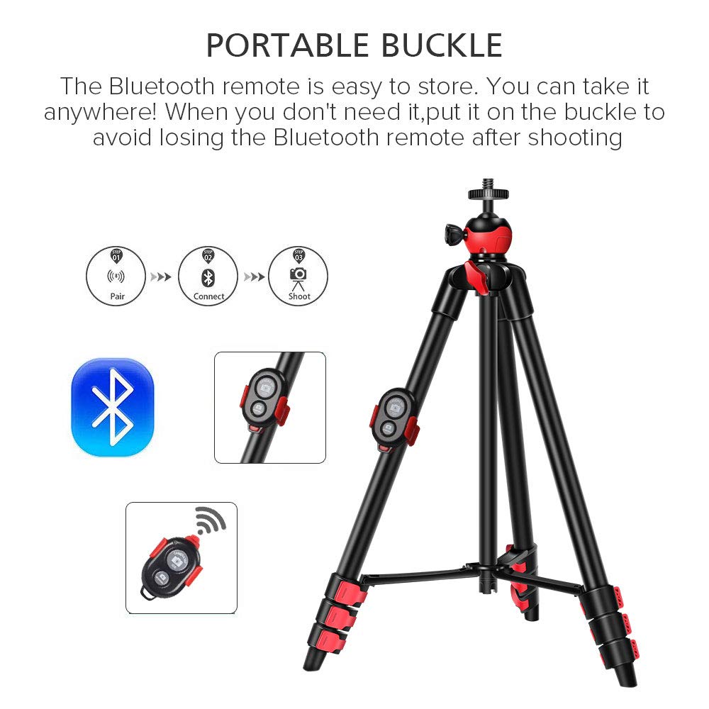 Travel Tripod Set for Smartphone, Zomei Lightweight Tripod with Compact Phone Holder Mount & Bluetooth Remote Control & Portable Tripod Bag for Huawei, iphone,Gopro,Camera etc