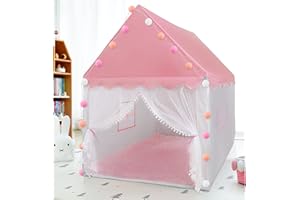 TTLOJ Gift for Christmas Kids Play Tent Pink for Girls Boys, Princess Castle Tent, Large Fairy Playhouse Toys Toddler Play House, Fairy Tale Teepee Tent Indoor Outdoor (Ball Lights NOT Included