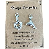 AMOBESTER 3D Dolphin Clip-On Charm Bracelet Necklace Zipper Pull DIY Jewelry Making Charms for Marine Animal Lover