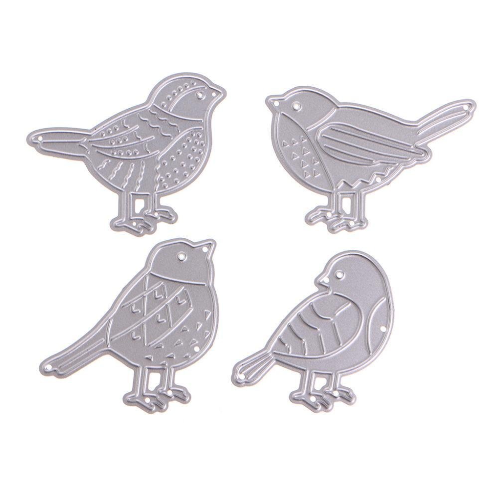 U-Horizon 4pcs Birds Cutting Dies, DIY Scrapbooking Metal Embossing Stencil for Album Paper Card Art Craft