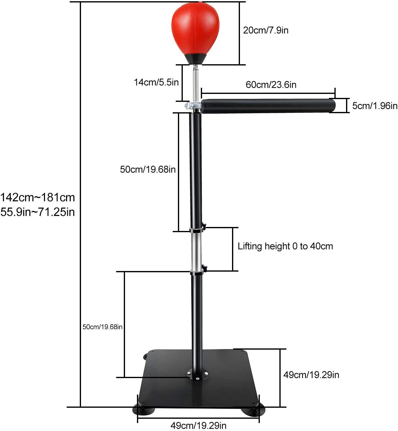 INNOLIFE Free Standing Boxing Spinning Bar Punching Speed Training Equipment Burn Calories Reflex Ball Adjustable Height : Sports & Outdoors