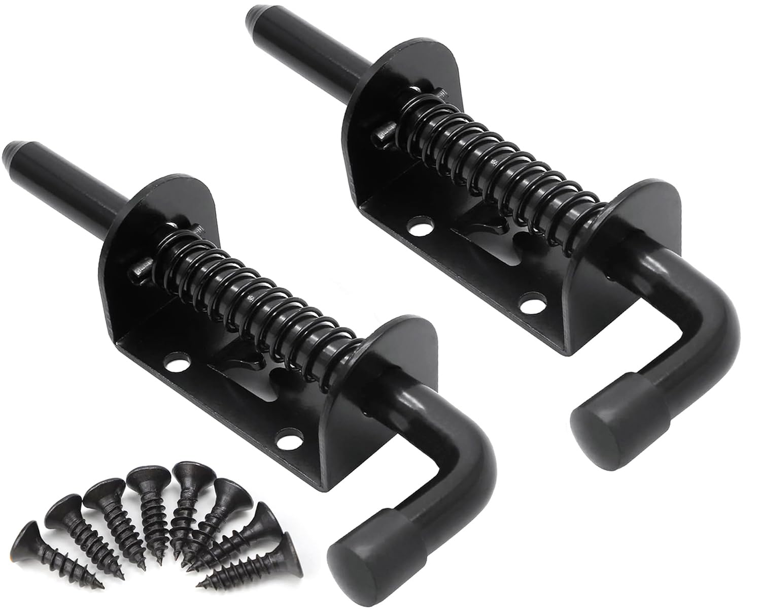 Litensh 2pcs 5 Inch Spring Loaded Latch Pin, 304 Stainless Steel Sliding Barrel Bolt Door Lock for Barn Garage Shed Cabinet Trailer Hardware Latch 128mm Black