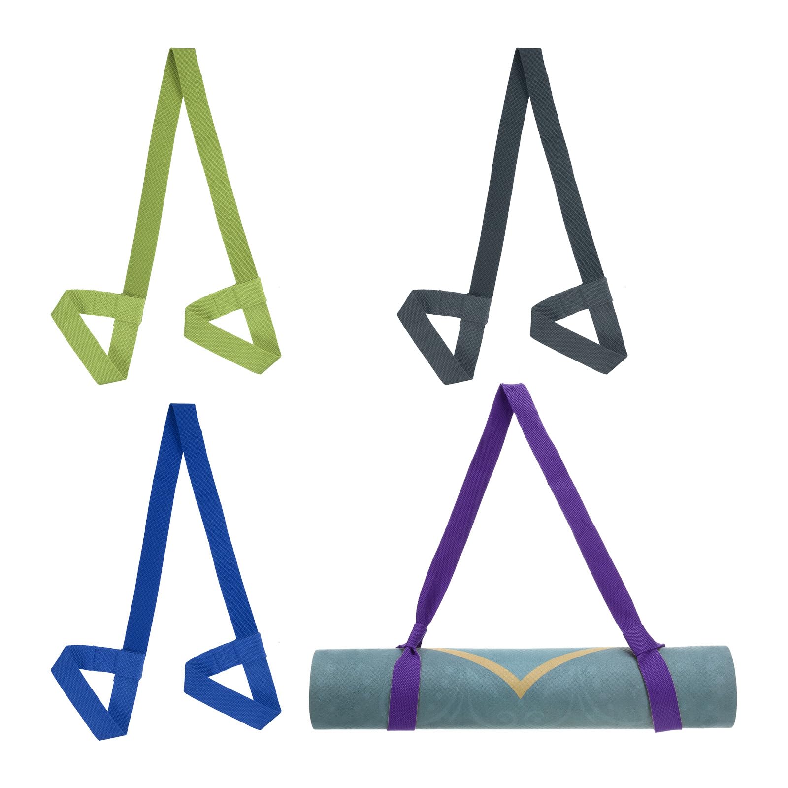 PATIKIL Yoga Mat Strap, 4 Pack Adjustable Yoga Mat Carrier Straps Sling Cotton Anti Slip Mat Holder Stretching Band for Exercise, Dark Green/Dark Grey/Navy Blue/Dark Purple