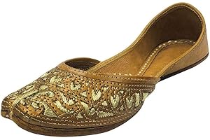 Step n Style Ladies Copper Zari Work Punjabi Jutti Ethnic Mojari Handmade Leather Indain Jooti