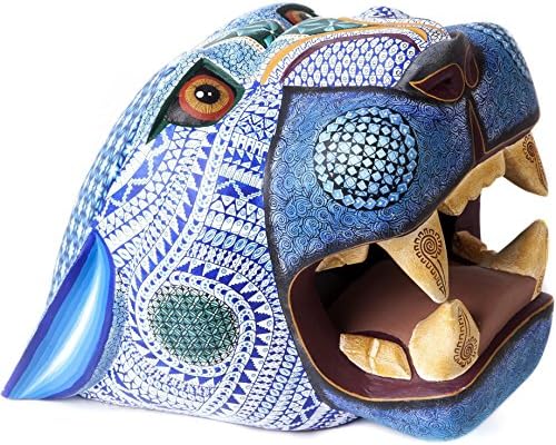 11'' Mascara Jaguar Balam Jade Woodcarving Alebrije Sculpture Mexican Folk Art