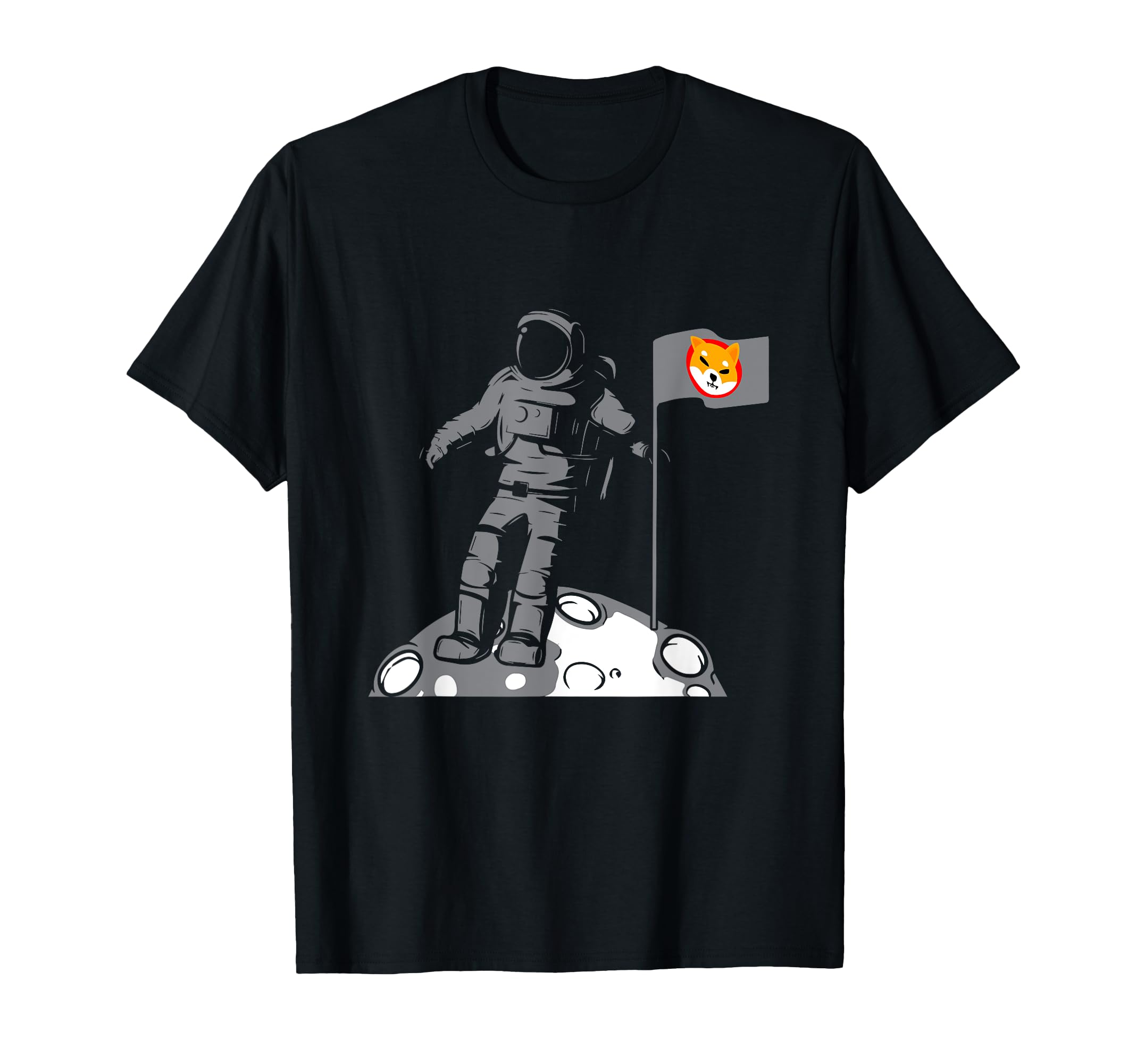 Shiba Inu Coin Flag Astronaut Moon Landing Cryptocurrency T-Shirt