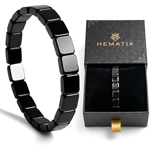 HEMATIX Hematite Beaded Bracelet for Men, 8mm Polished Stones, 7-7.5 Inch, Men's Bracelets Stone Accessory