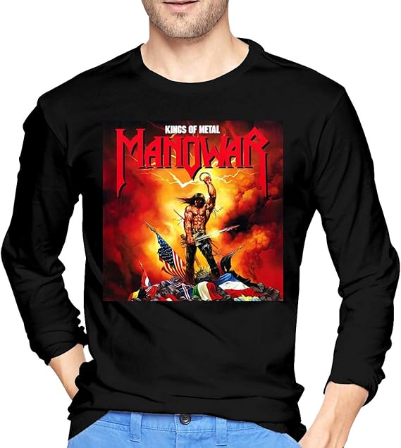 Amazon Co Jp Max Gh Manowar Kings Of Metal キングス オブ メタル メンズ コットン 長袖 クルーネック Tシャツ アメリカのヘビーパワーメタルロックバンド 服 ファッション小物
