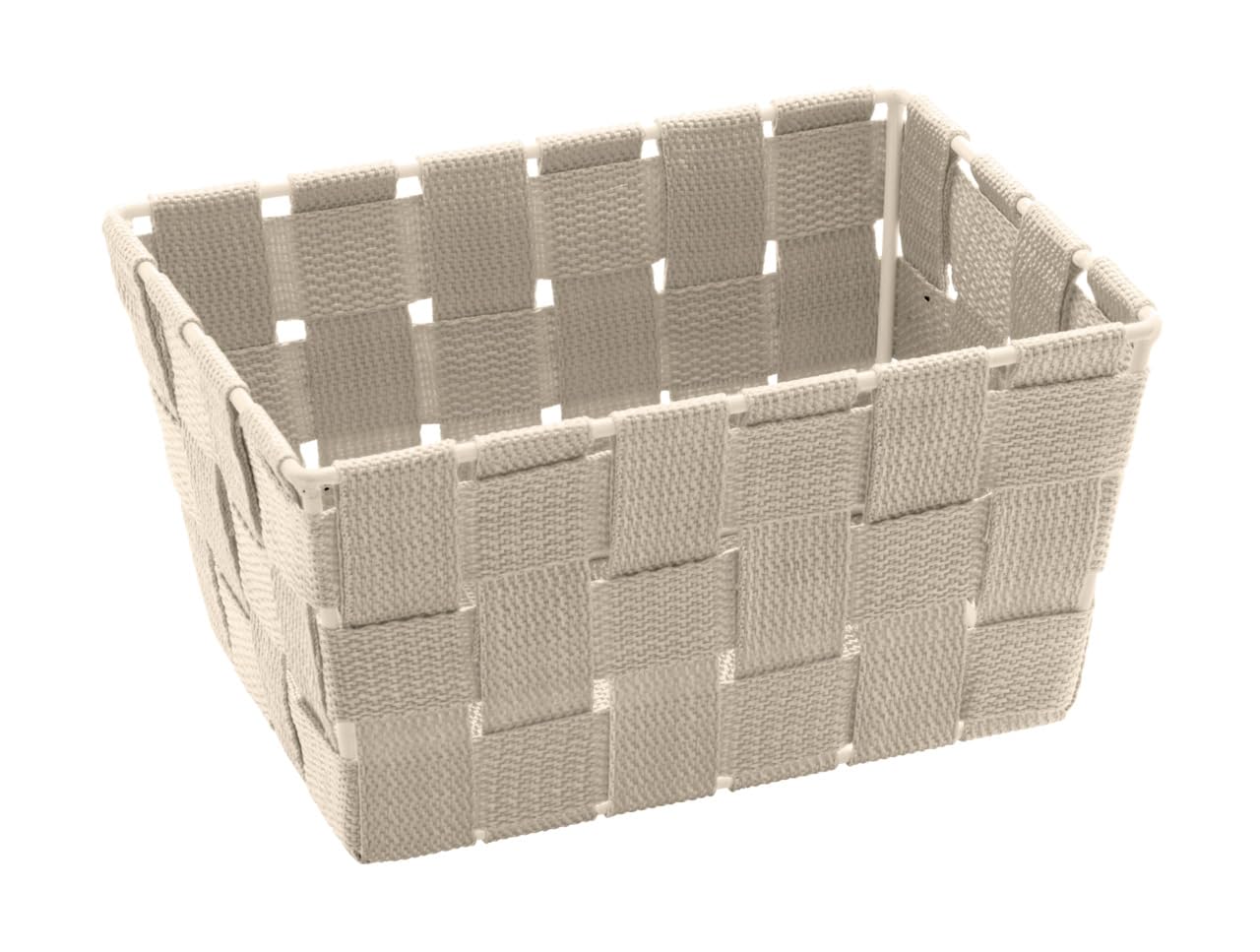 WENKO 20685100 Storage basket Adria Mini Long Beige bathroom basket, Plastic PP, 19 x 9 x 14 cm, Beige