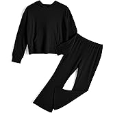 LIONJIE Girls' Clothing Sets Long Sleeve Crop Tops Hoodies and Flare Sweatpants Outfits Size 4-13 Years Old