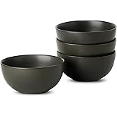 Tikooere Cereal Bowls, 24 oz Soup Bowls Set of 4, Ceramic Bowls Set for Salad, Fruit, Breakfast, Dessert, Stoneware Bowls for Kitchen, Dishwasher & Microwave Safe, Matte Black