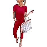 KIRUNDO Jumpsuits for Women Summer 2026 Casual Short Sleeve One Piece Outfits Drawstring Waist Long Pants Romper Jumpers