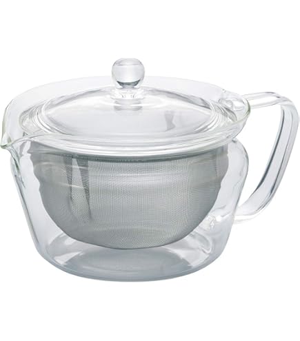 Hario Jumping Leaf Glass Teapot - 500ml (17 Oz) With Removable Stainless Steel Filter