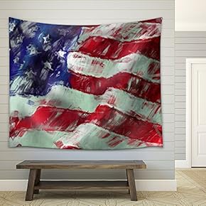 USA Flag Abstract Painting Background - Fabric Wall Tapestry Home Decor - 51x60 inches