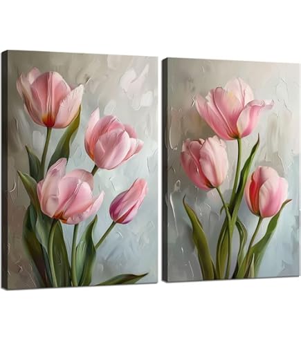 Amazon.com: NWT 油畫牆面藝術抽象油畫特色花朵繪畫藝術品適合